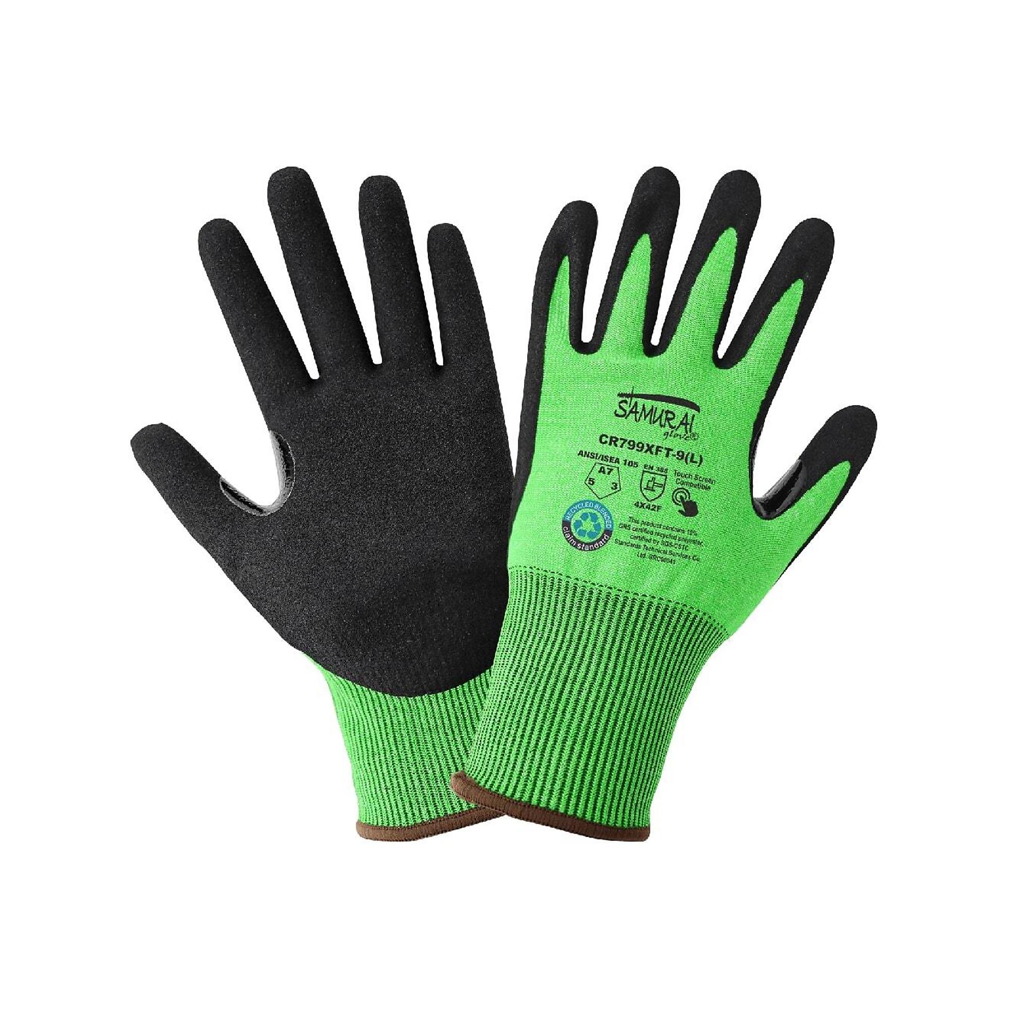 Global Glove 18ga UHMWPE/rPET, Nitrile Coated, A7 Cut Gloves - 12 Pairs
